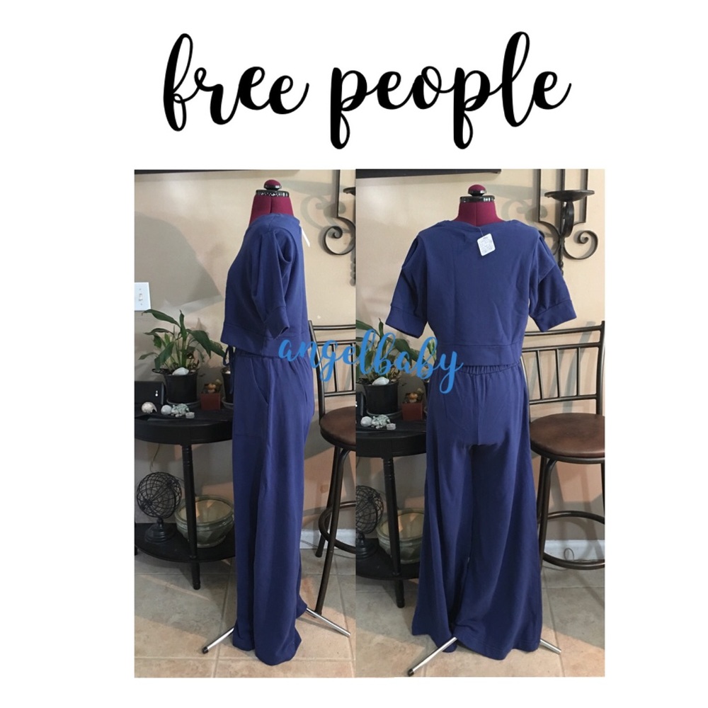 HP 💙 Free People Beach Wide Leg Pants and Crop Top Set in Navy! - Picture 9 of 16